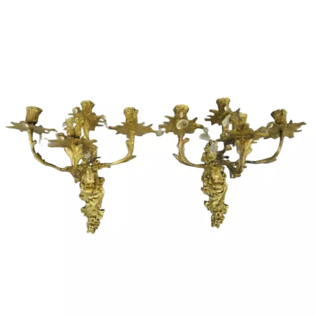 Sconces, Brass, Wall, Cast Metal Leaf-Form, Pair French, Early 20th C. Gorgeous!