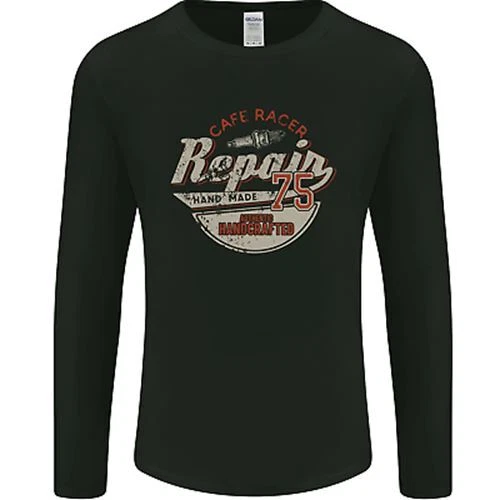 Cafe Racer Biker Motocicletta da Uomo Manica Lunga T-Shirt