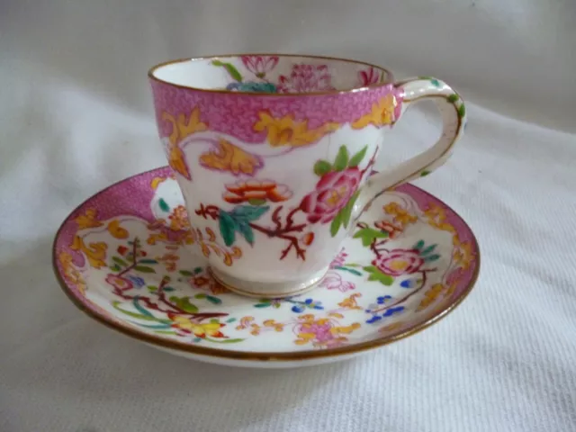 Minton antik Moccatasse Tasse Untertasse Wabenmuster Päonien asiatische Malerei