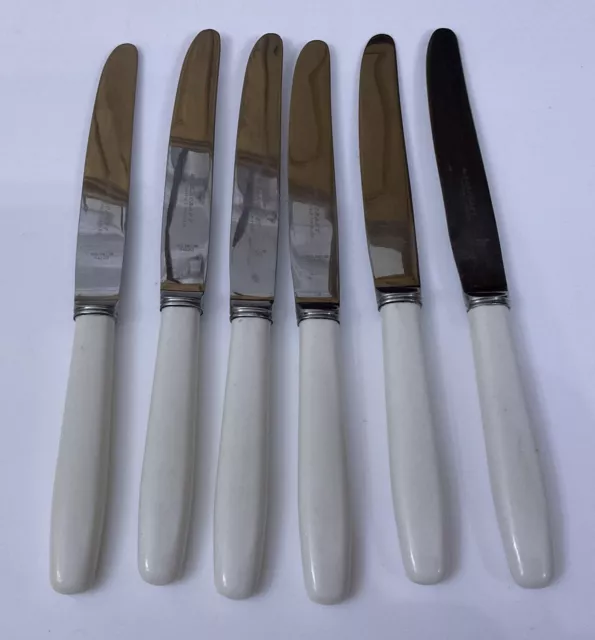 Vintage 6 Melacraft  Old English Celluloid Handle Dinner Butter Knives - Cutlery