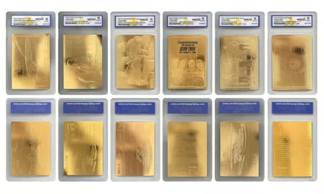 STAR TREK 1995-'97 Genuine 23KT Gold Cards Graded Gem-Mint 10  COMPLETE SET OF 6