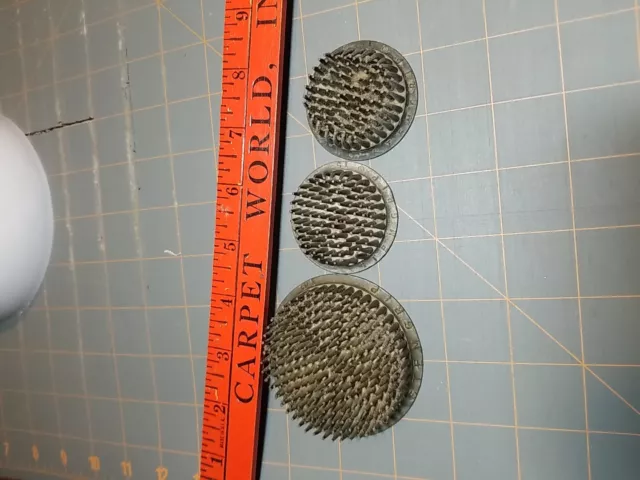 3 Vintage Metal flower Frogs Marked Stem Grip