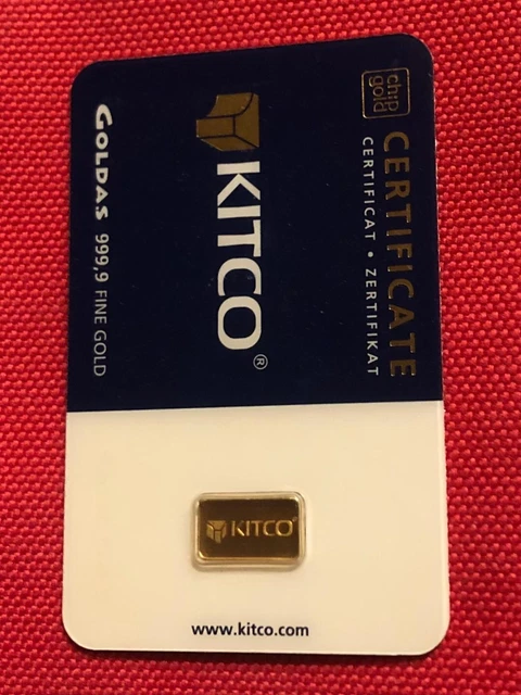 1 gram KITCO (by Goldas) 999,9 Fine Gold Swiss Bar in Sealed Assay Card 1 gram KITCO (by Goldas) 999,9 Fine Gold Swiss Bar in Sealed Assay Card