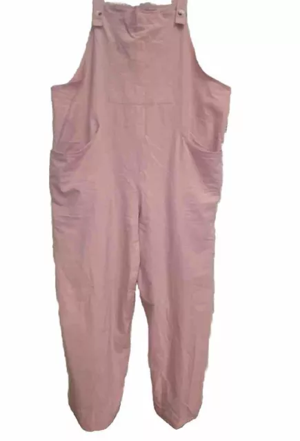 Casual Overalls Womens Large Pink Loose Adjustable Cotton Jumpsuit EUC