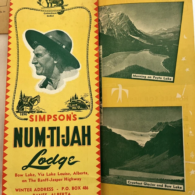 SIMPSON’S NUM-TI-JAH LODGE Pamphlet 1950’s ephemera Banff Alberta