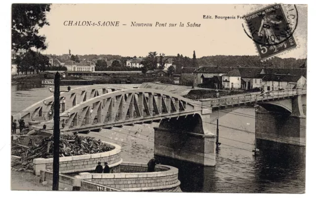 CHALON SUR SAONE - Saône & Loire - CPA 71 - Quais de Saone - Nouveau pont - Bois