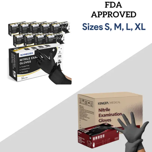 Black Nitrile Disposable Gloves 5 Mil, Latex & Powder Free