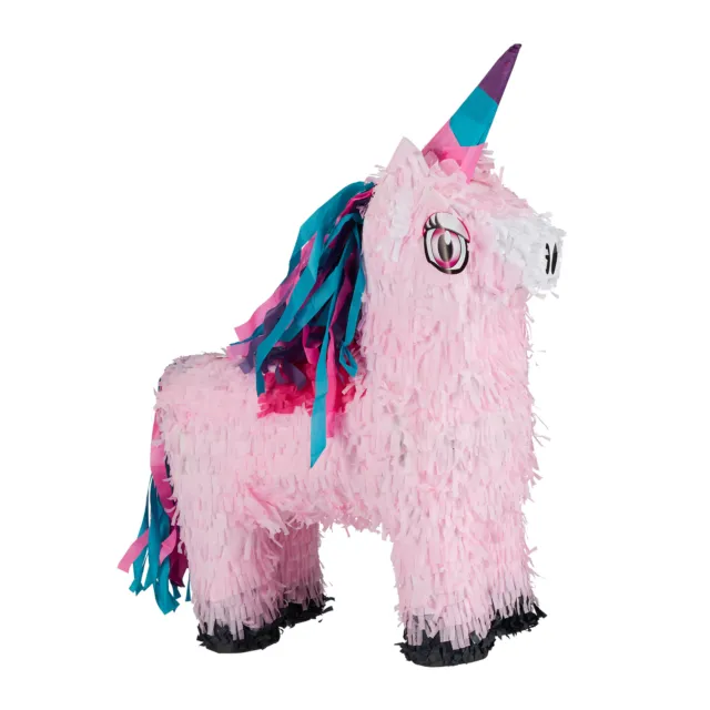 Set piñata unicornio rosa, palo, antifaz y confeti, Decoración cumpleaños