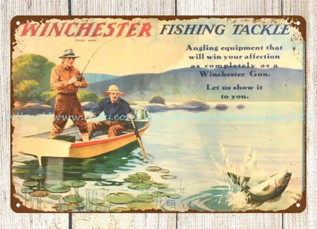 WINCHESTER FISHING TACKLE Tin Sign - 12.5x16 $12.99 - PicClick