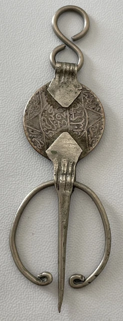 Fibule Berbère Ancienne - Broche Ethnique En Métal Argenté, Occasion