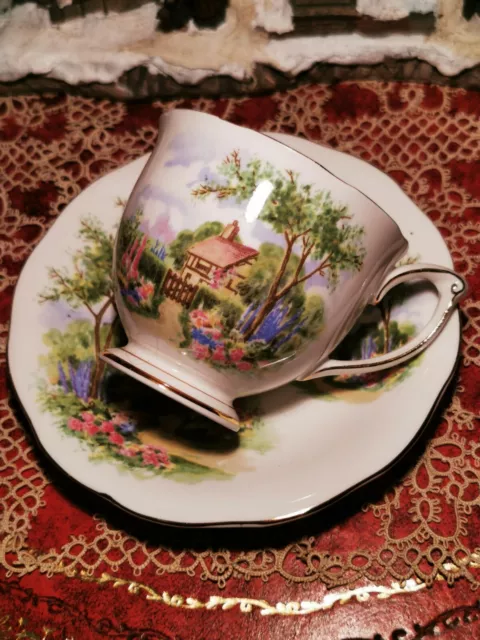 Queen Anne Tudor Cottage Trio Fine Bone China