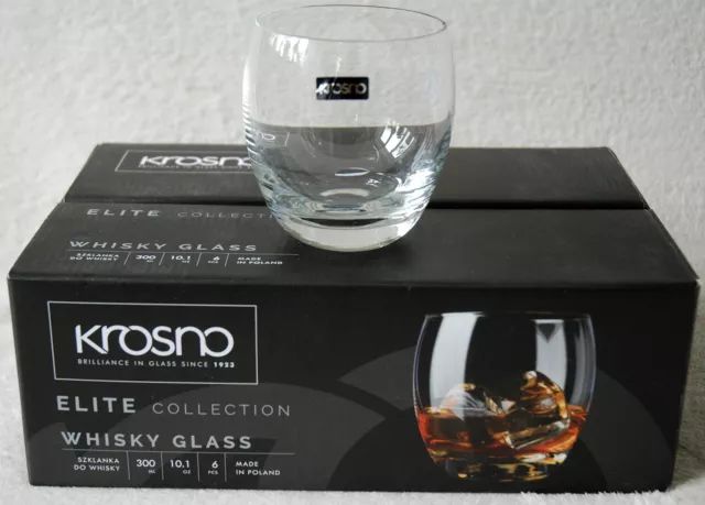 Krosno Poland Elite Collection Whisky Glasses - set 6 pcs / 300ml/ 10.1 oz BNIB