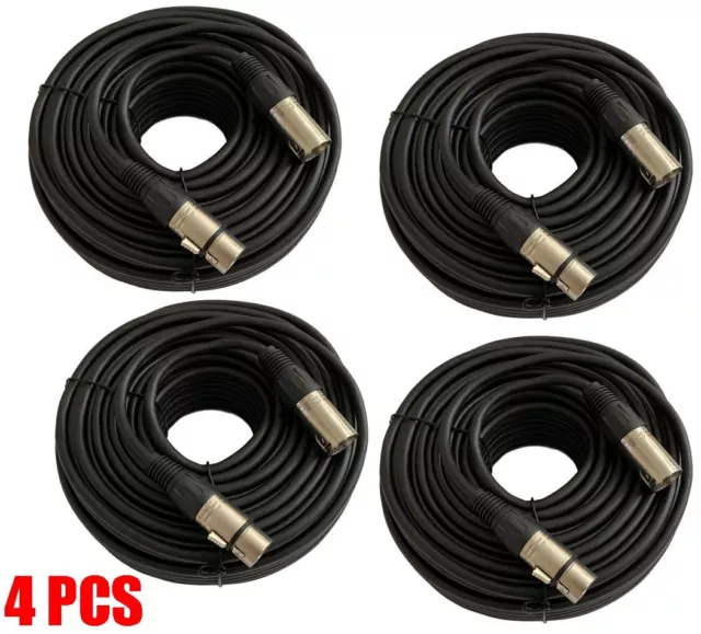 4x 100FT XLR PRO 3Pin Male to Female Microphone Audio Balanced Shielded Cable