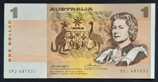 1976 Australia $1 One Dollar Banknote Knight/Wheeler Side Thread R76c - 84