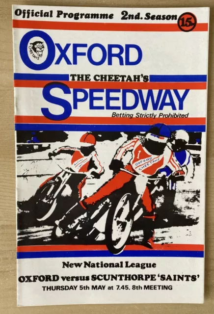 Oxford v Scunthorpe 5 May 1977 Speedway Programme