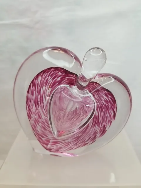 Stunning Heart Shaped Art Glass Perfume Bottle Murano Style