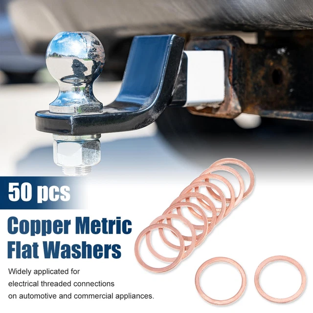 50 Pcs M18 x 22mm x 1.5mm Copper Flat Washer Sealing Ring for Screw Bolt Nut