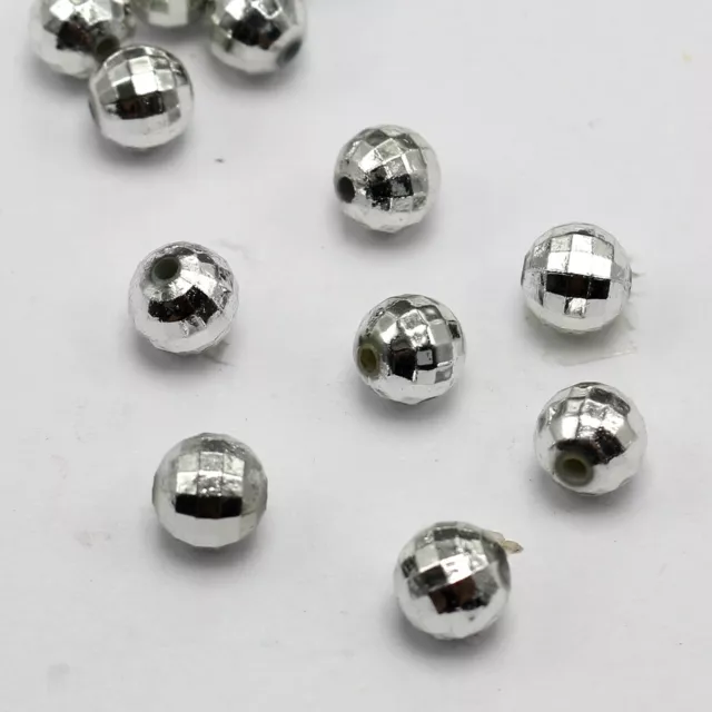 2500 piezas bola espaciadora redonda de acrílico facetada en tono plateado 6 mm bola de discoteca al por mayor