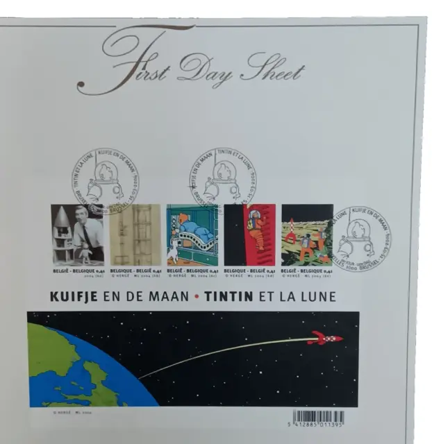 Hergé, planche timbres,  FDS First Day Kuifje en de maan - Tintin, lune