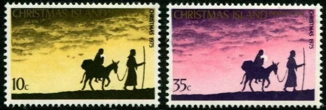 1975 Christmas Island Christmas Issue Set Of 2 Stamps MNH, Clean & Fresh