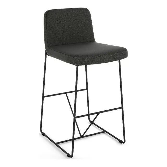 Amisco Winslet 30 In. Bar Stool - Charcoal Grey Polyester / Black Metal