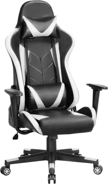 Gaming Chairs with Lumbar Support Ergonomic Gamer Chair Home PC - Meng-072 WHITE