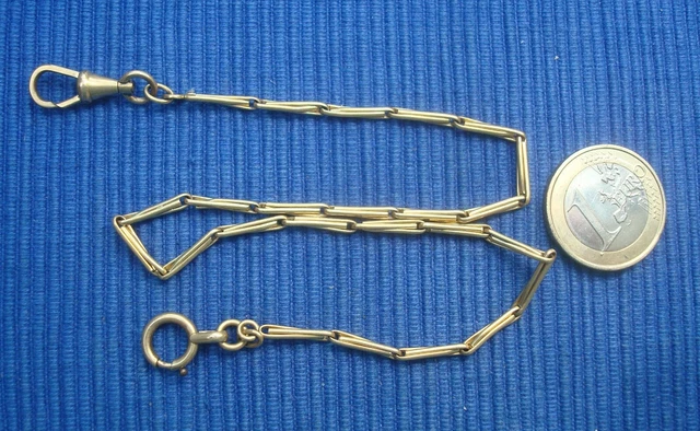 Ancienne Chaîne De Montre à Gousset En Métal Argenté – Fabrication Française (années 40)