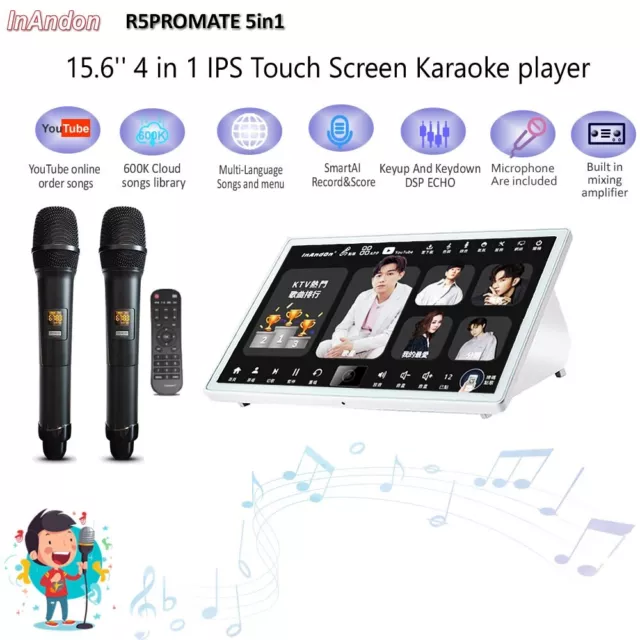 CA-InAndon R5PROMATE 15.6'' Karaoke Player,5IN1 ECHO Amplifier 1TB HDD YouTube