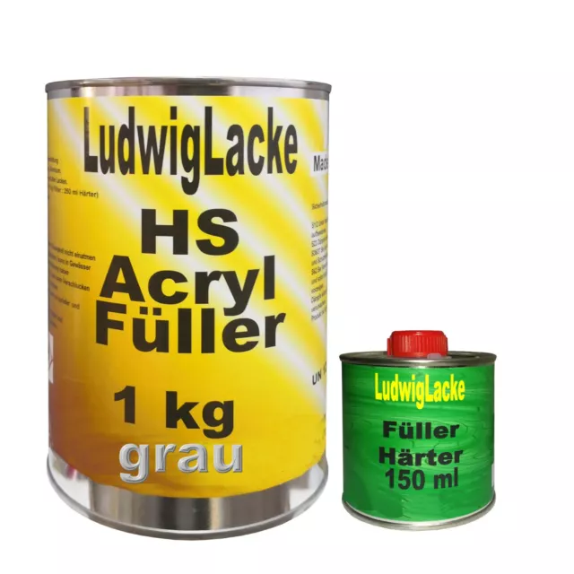 Acrylfüller 1,15 kg Set GRAU Grundierung Rostschutz & 150ml Härter