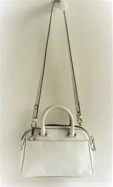 MILLY "Mercer" White Leather  Medium Dome Satchel Convertible Shoulder Bag