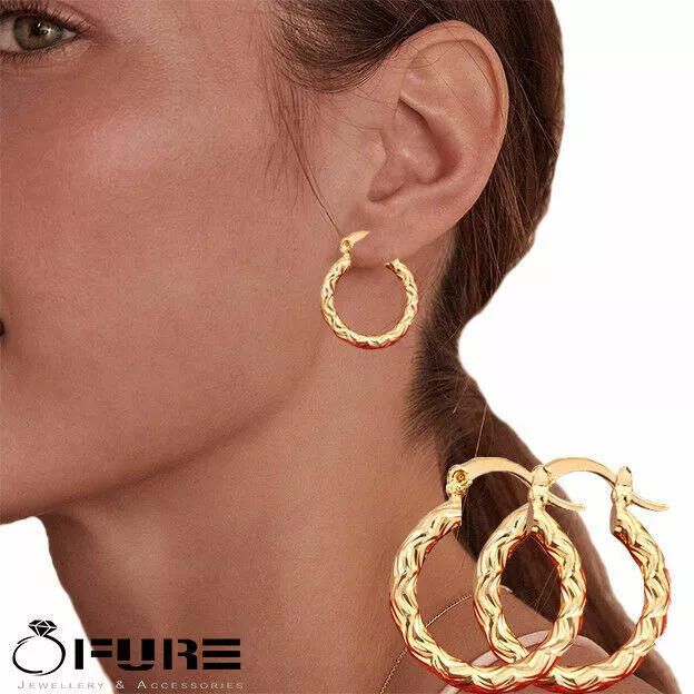 15MM Hypoallergenic Round Huggie Hoop Gold Earrings 14K Gold Plated Women Girls