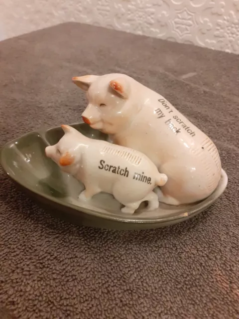 Antique vintage German Pig Fairing match stick striker pig ashtray RRP £100