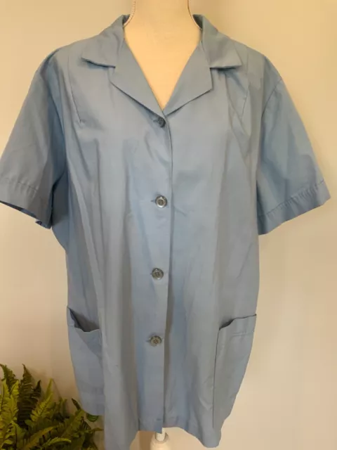 Vintage WRANGLER Womens Size 2XL Blue Short Sleeve Collar Button Uniform Shirt
