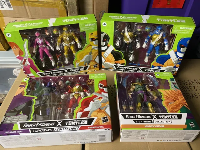 TMNT Ninja Turtles X MMPR Power Rangers Morphed Set Of 4 Boxed Figures Asst NRFB
