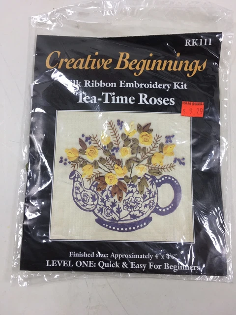 INICIOS CREATIVOS~CINTA BORDADO DE SEDA Té Time Roses KIT #RK111~NIP
