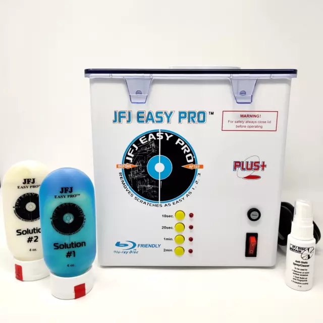 JFJ Easy Pro Plus CD DVD Blu-ray Video Game Cleaning Repair Machine w/ Supplies