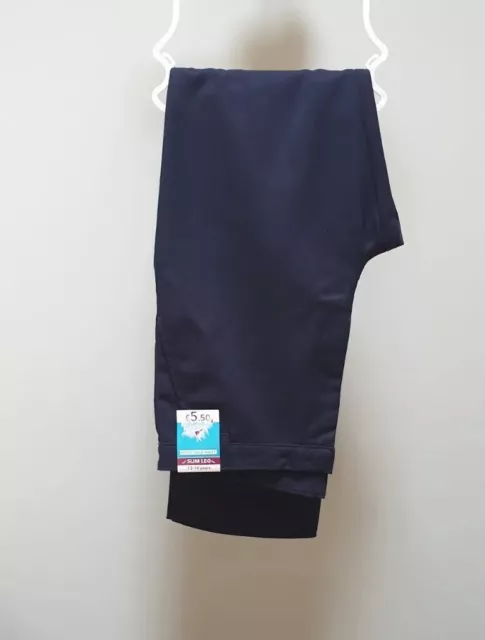 NEW 🌸George Boys Navy Blue Slim Leg Trousers Smart School Uniform Age 13-14