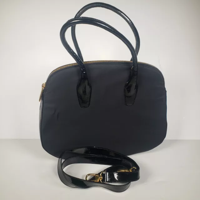 Vintage DKNY Medium Black Dome Satchel Handbag - Made in Italy