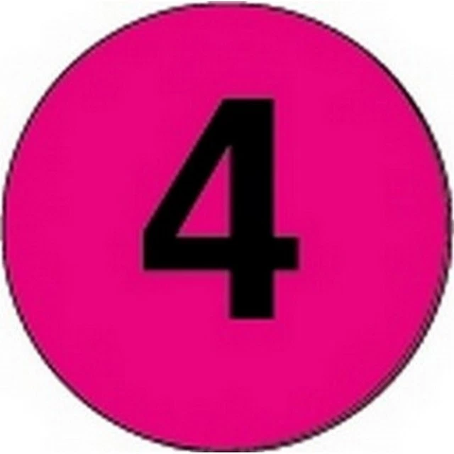 3" Diameter Number 4 Circle Labels (500 per Roll)