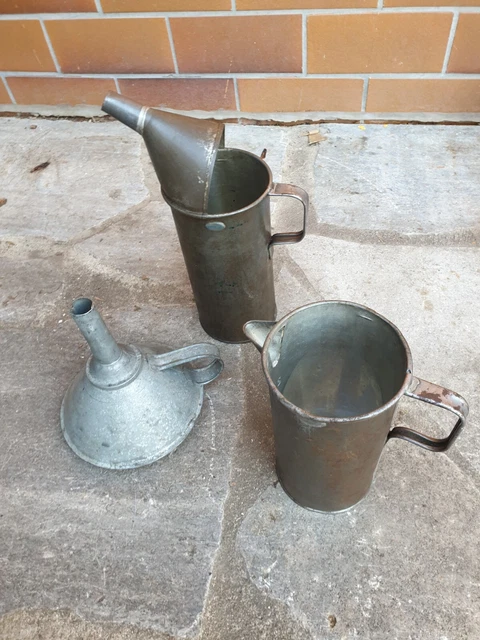 3er Set Ölkanne Tankstelle Ölbecher   Werkstatt Oldtimer  Sammler