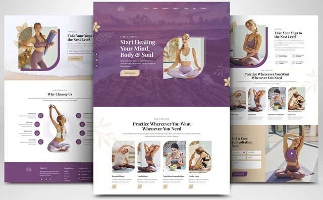 Webseite Zum Thema Joga, Fitness & Gesundheit Profi Website Homepage Jogastudio