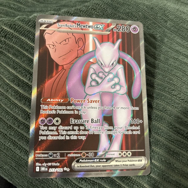 TEAM ROCKETS MEWTWO EX 213/182 Destined Rivals 2025 Secret Rare Mint £1 ...