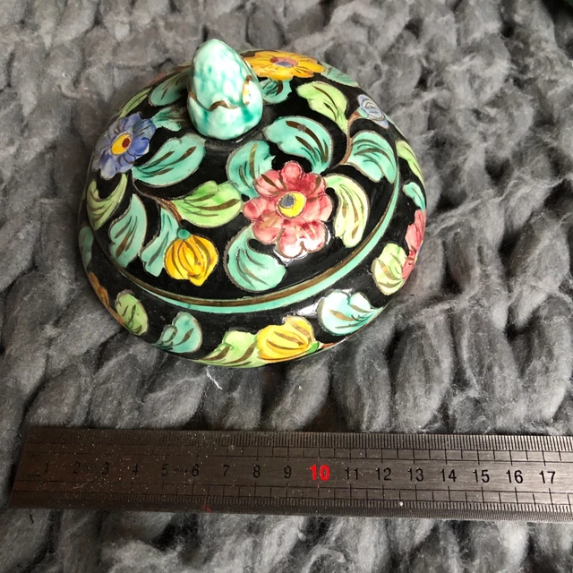 Bougeoir En Faïence Cérart Monaco – Pièce Signée Et Datée, Motif Floral Multicolore