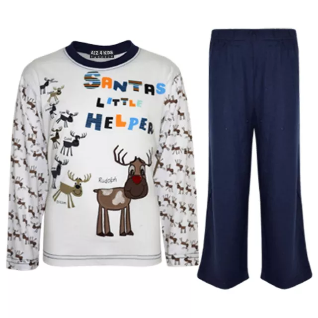 Enfants Garçons Filles Marine " Père Noël Little Helper " Pyjama Renne Rudolph