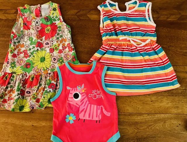 Baby Girls Large Bundle clothes,age 6-12 months. Dresses,tops, babygros,17 Items 2