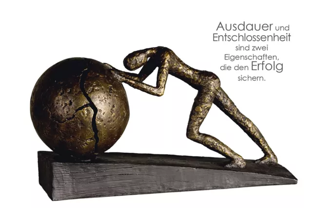 Casablanca Design Skultpur Heavy Ball auf Sockel Poly Bronze Figur Dekofigur