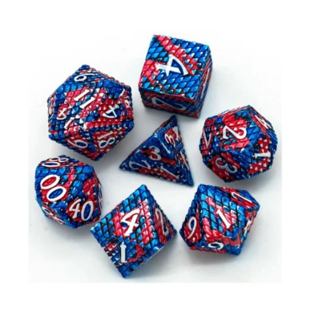 Foam Brain Games Dice & Supplies  Dragon Scale Poly Set - Coral w/Silver ( New