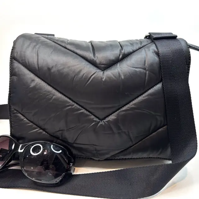 CARAA X ATHLETA Quilted Black Nylon Crossbody Bag NWOT