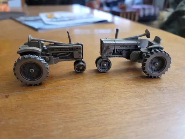 2 JOHN DEERE Tractors FINE PEWTER TRICYCLE TIRES DISPLAY