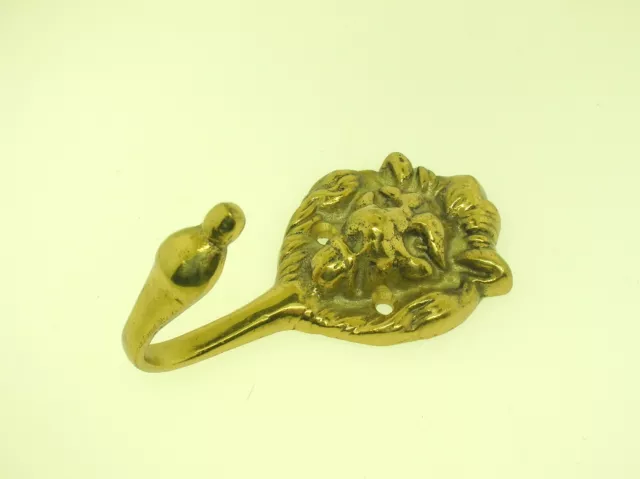 Vintage Solid Brass Lion Head Wall Coat Hook-3 1/2" Tall More Then One Available